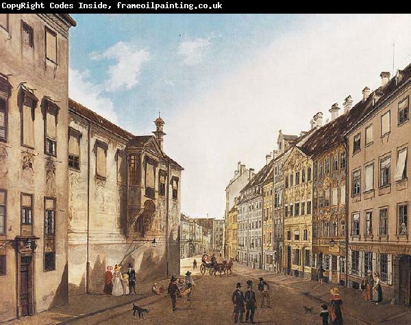 Domenico Quaglio The Residenzstrabe in front of the Max-Joseph-Platz in the year 1826